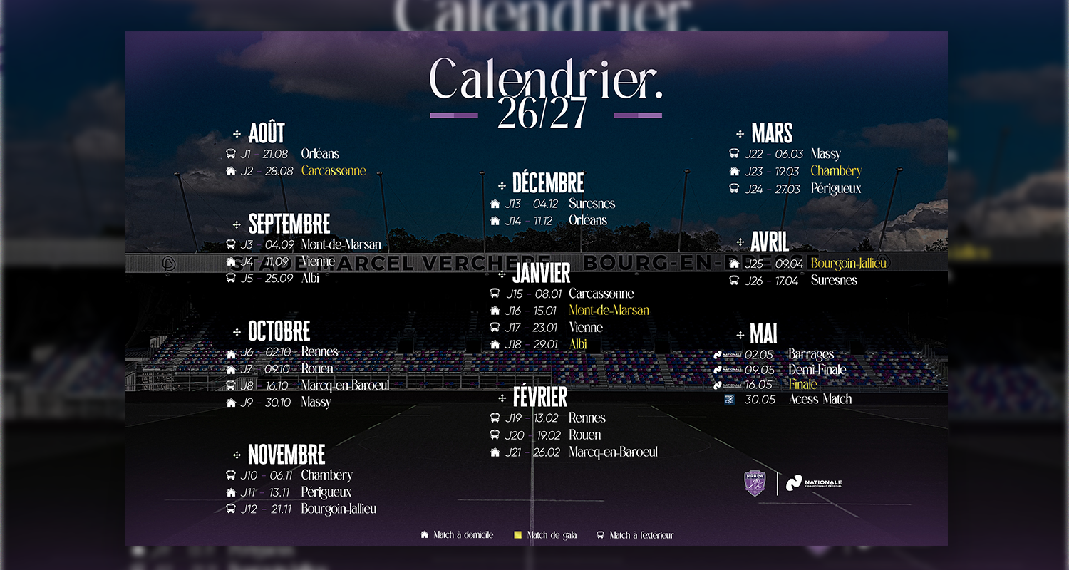 Calendrier 2026-2027